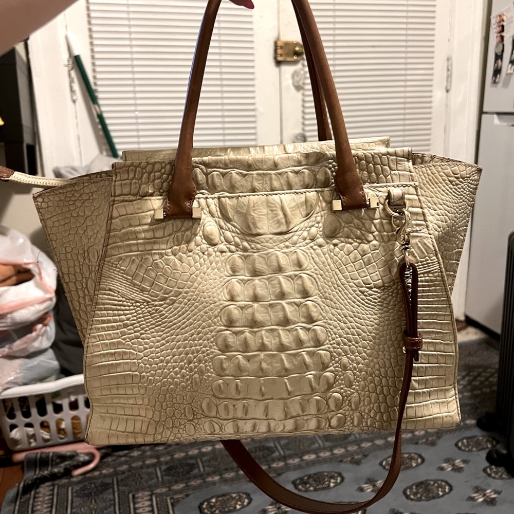 Brahmin Priscilla Satchel Limestone Oleta